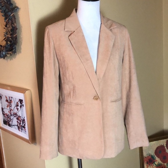 DENIM & CO size XS Classic 1- button close Blazer Khaki Tan LongLine $109 NEW - Picture 1 of 16